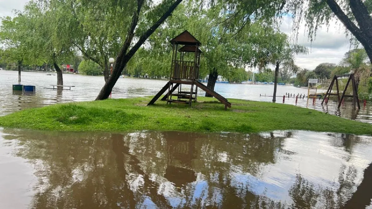 La costanera quedó bajo el agua y el río ingresó al parque Unzué – Arriba Noticias La costanera quedó bajo el agua y el río ingresó al parque Unzué – Arriba Noticias